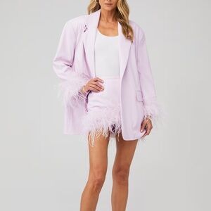 LAMARQUE $395 Galia Oversized Faux Leather Blazer in Pink